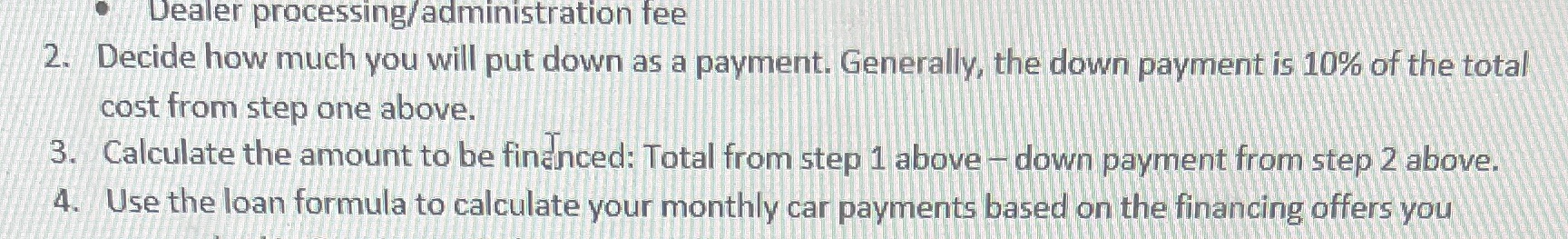 How to calculate the general down payment with