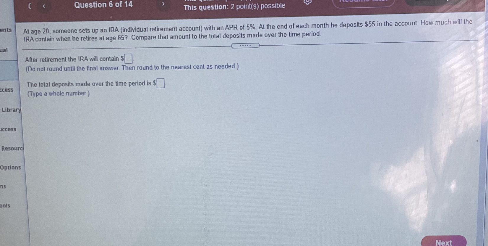 Question 6 of 14 This question: 2 point(s)