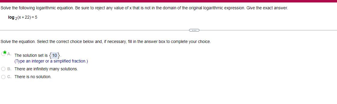 Solve the following logarithmic equation. Be sure