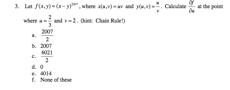 3. Let f{x,y} = (x aw? , where x(u,v) = new and