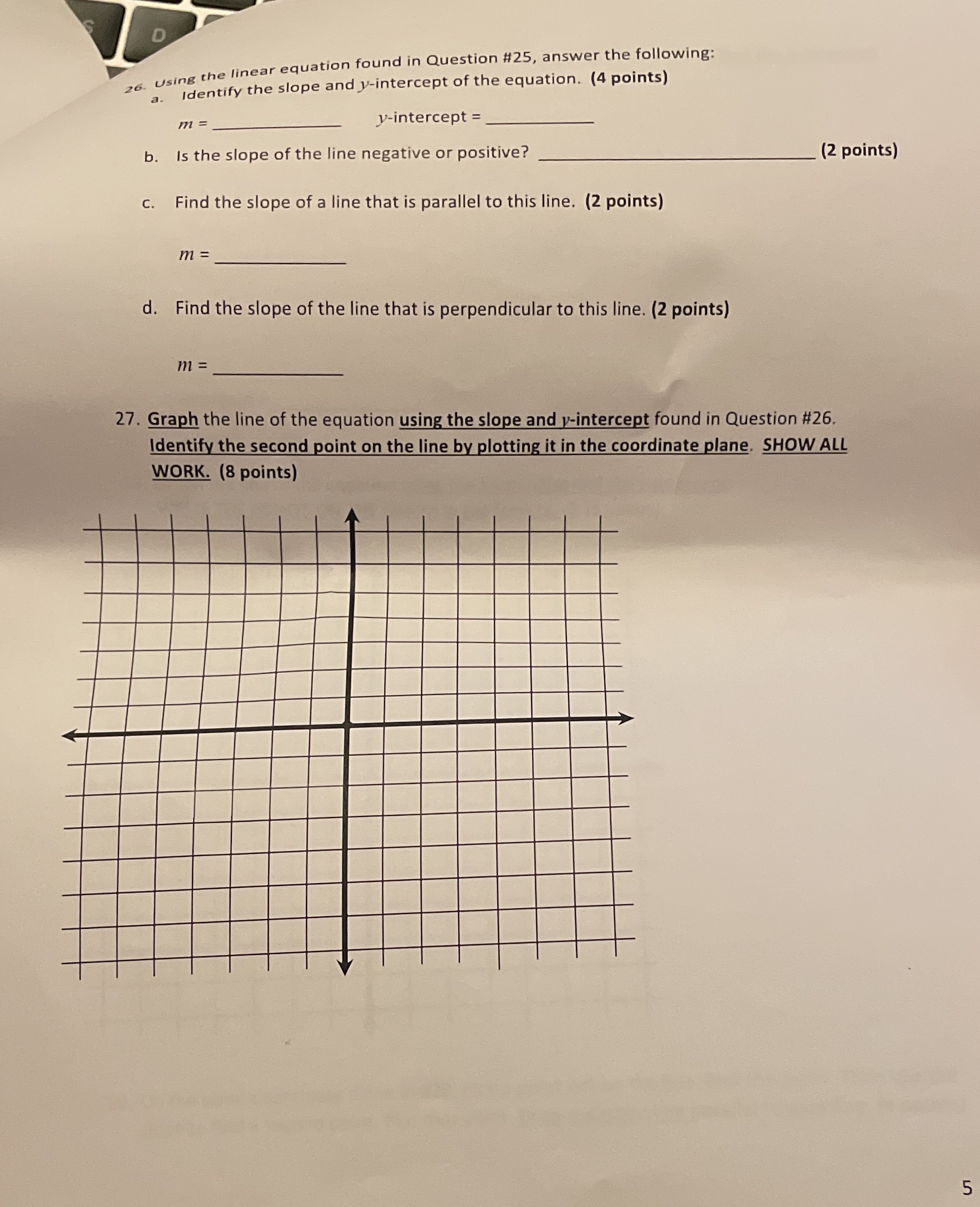 Equation : -x-5+ 5y =0 26. Using the linear