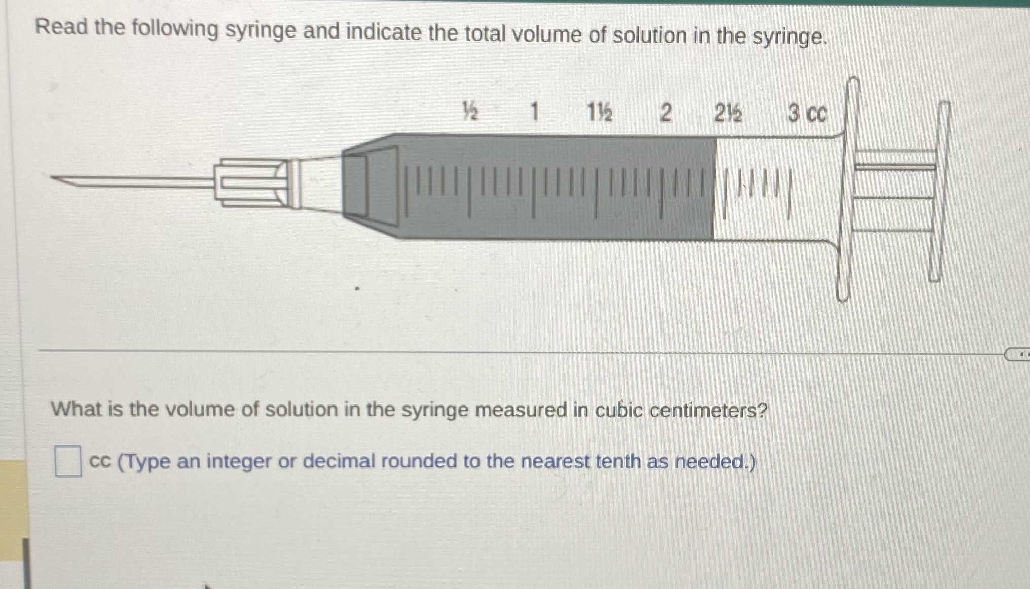 Read the following syringe and indicate the total
