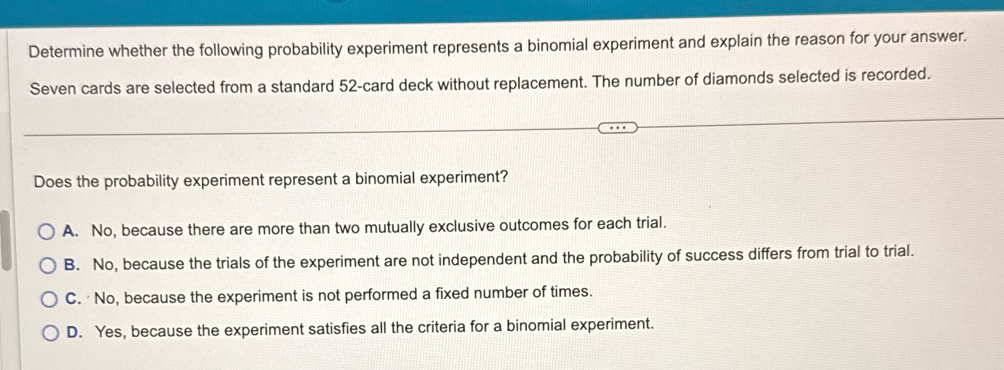 Determine whether the following probability