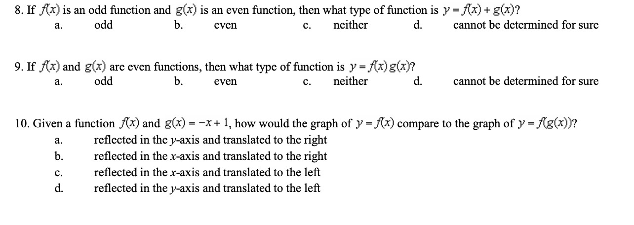 8. If x) is an odd function and g(x) is an even