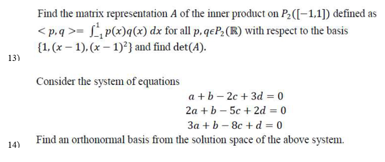 Find the matrix representation A of the inner