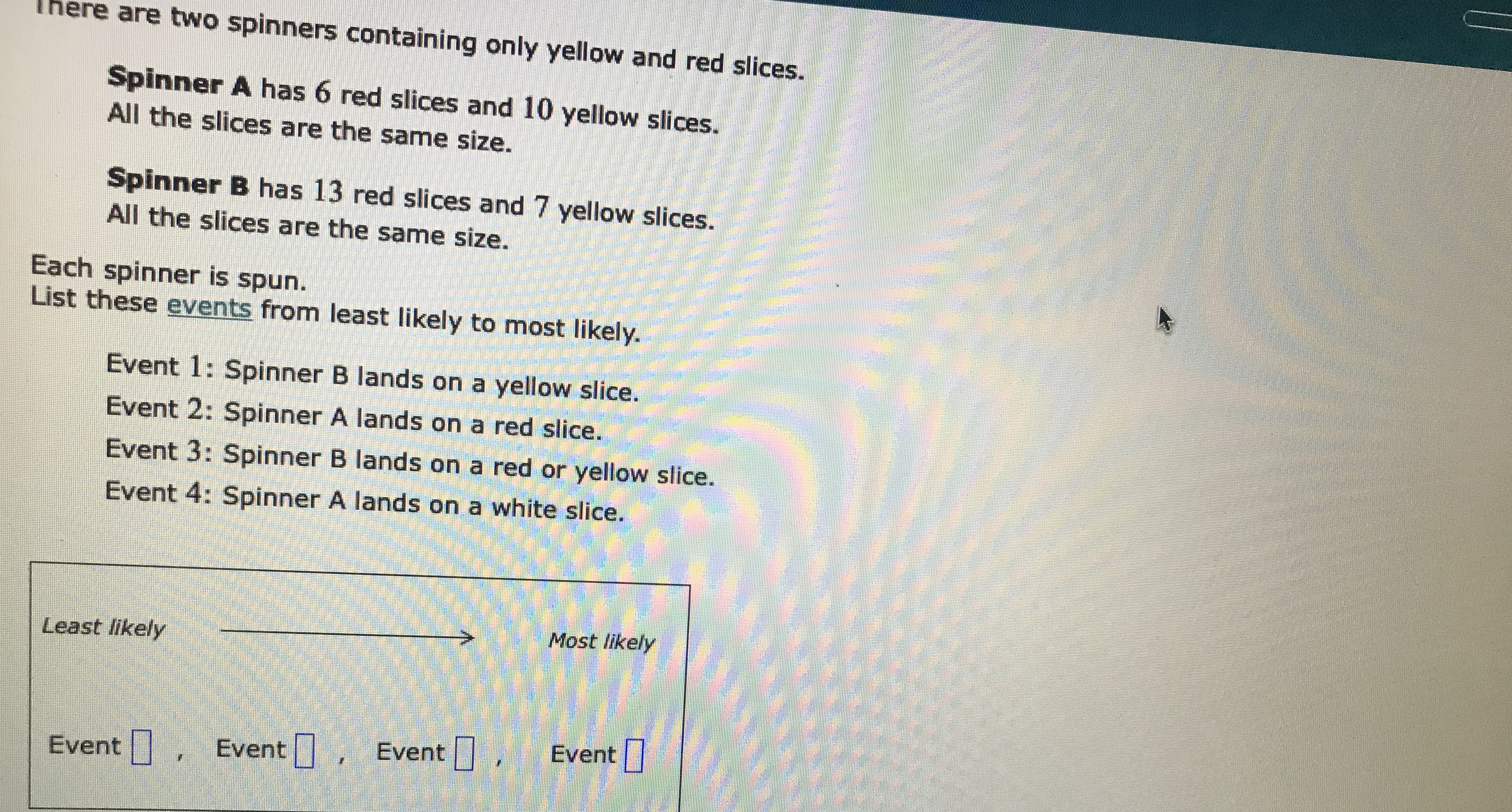 question is attached I here are two spinners