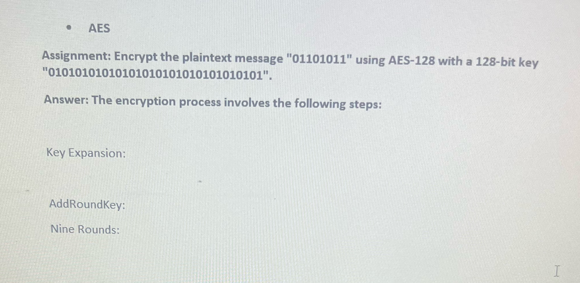 AES Assignment: Encrypt the plaintext message