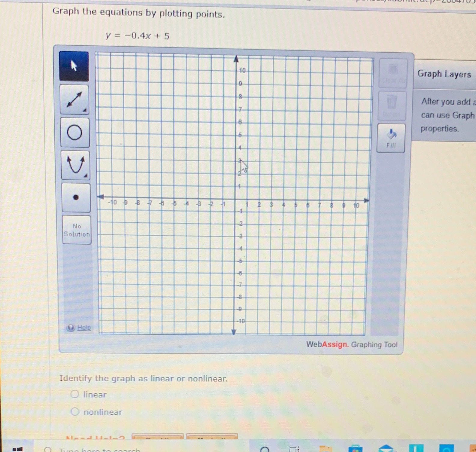 Graph the equations by plotting points. y = -0.4x