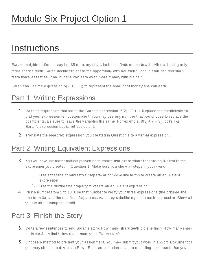 Module Six Project Option 1 Instructions