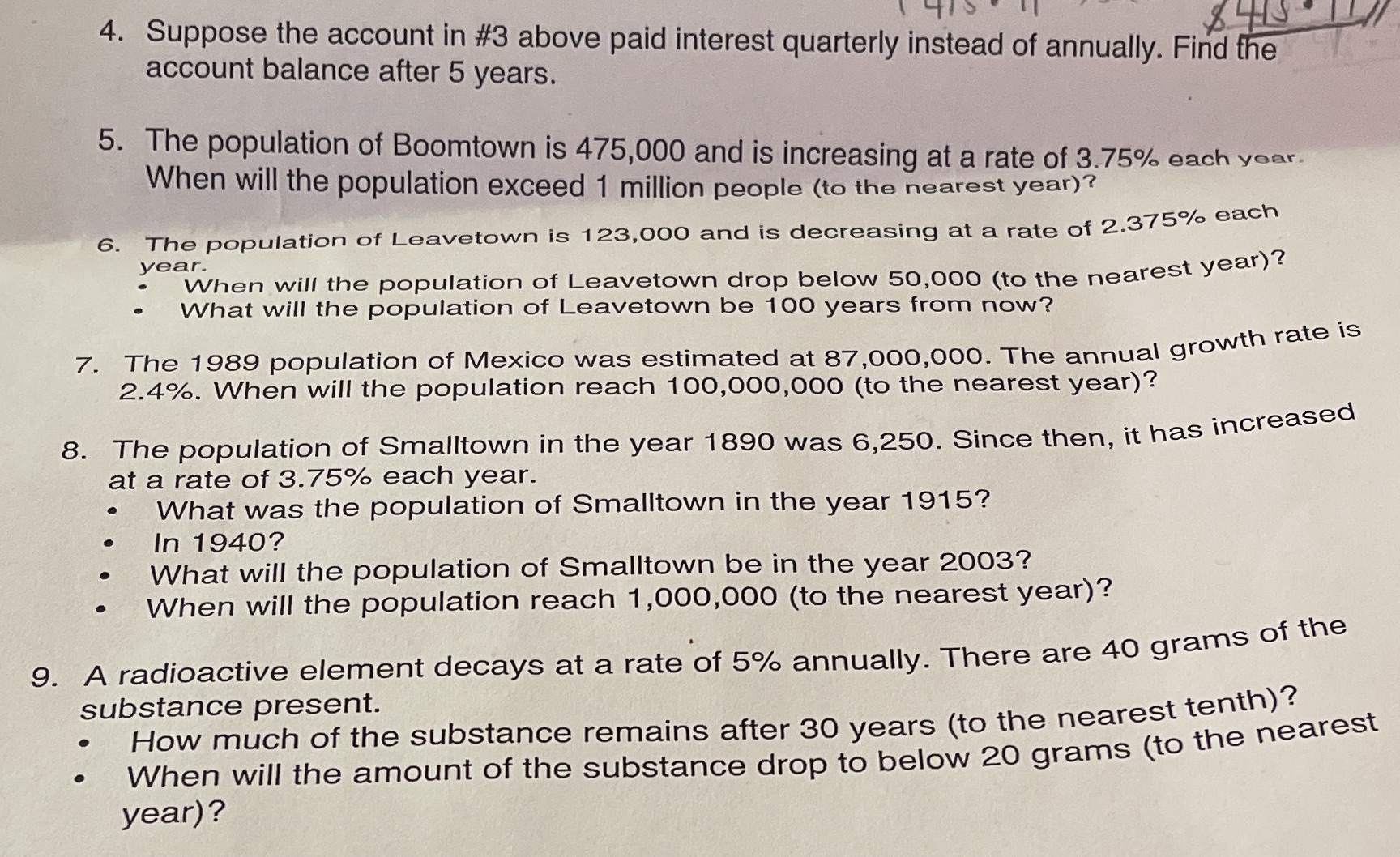 4. Suppose the account in #3 above paid interest