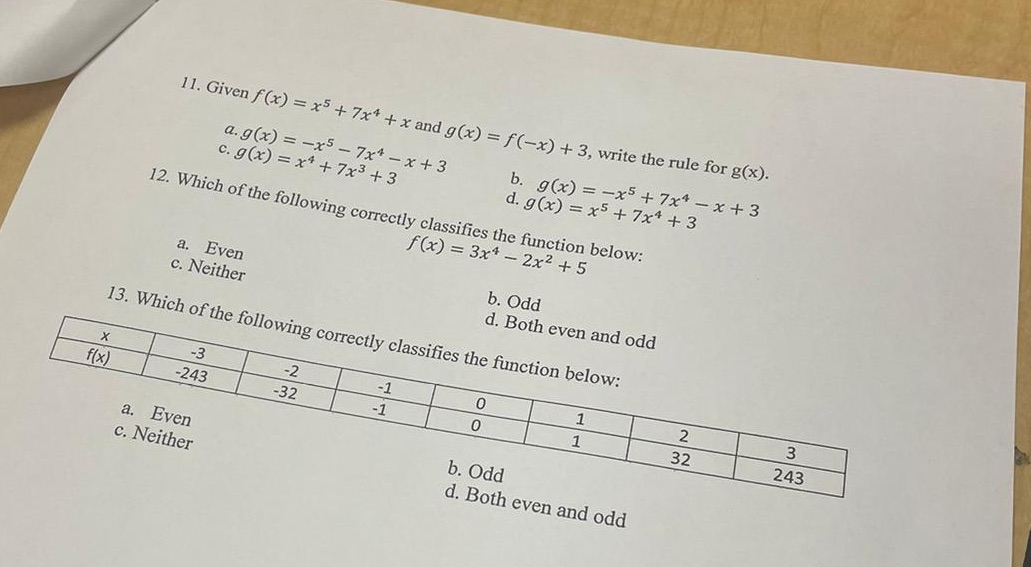 Which of the following correctly classifies the