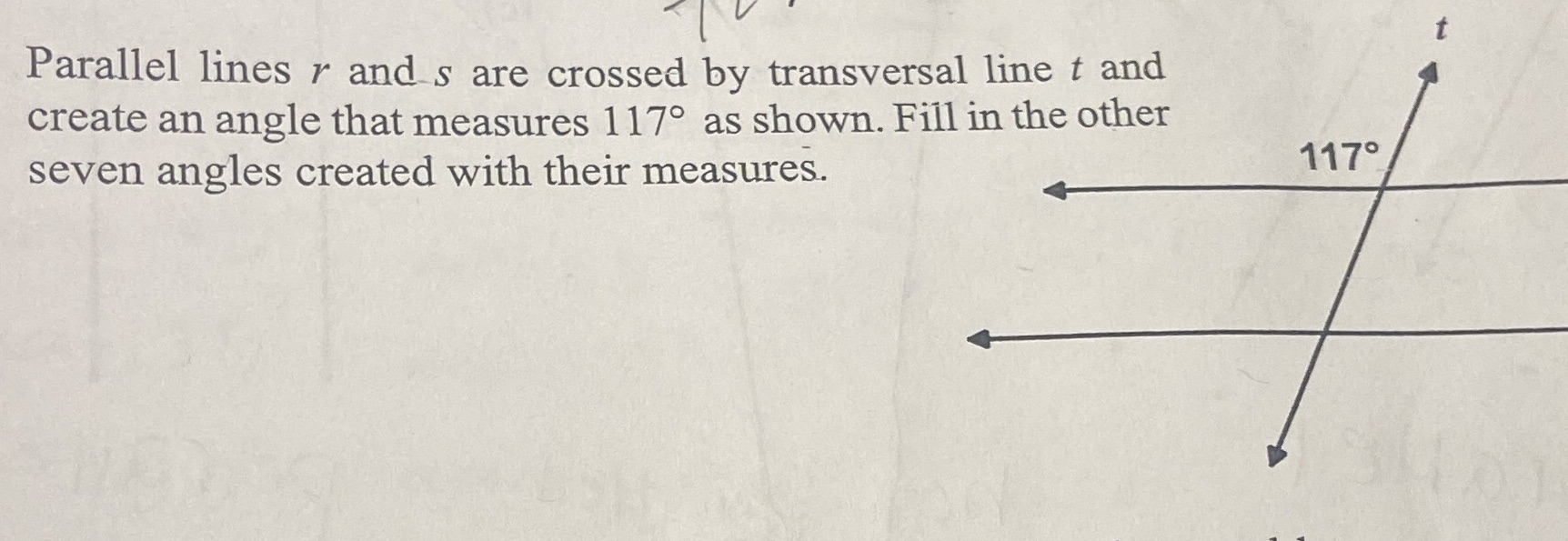 Parallel lines Parallel lines r and s are crossed