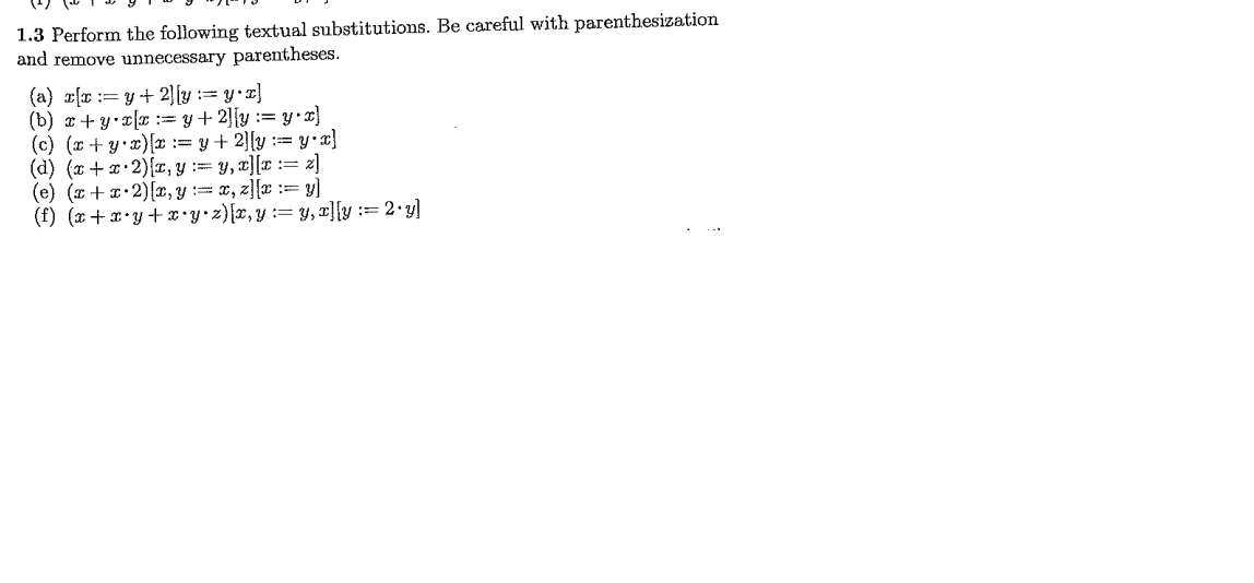 1.3 Perform the following textual substitutions.