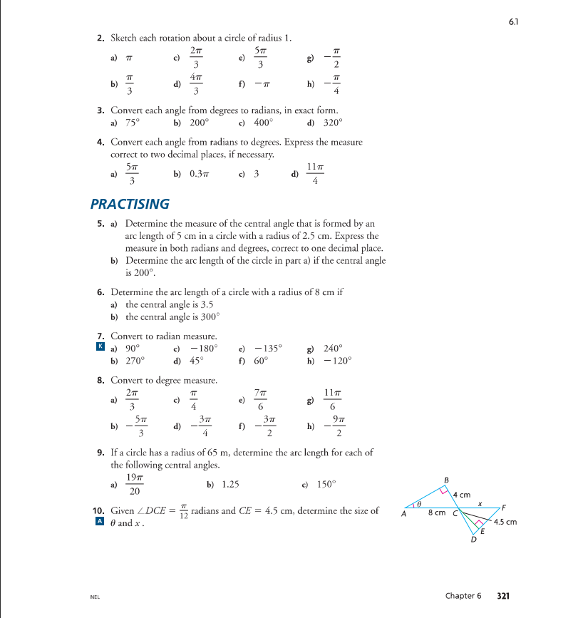 2. Sketch each rotation about a circle of radius