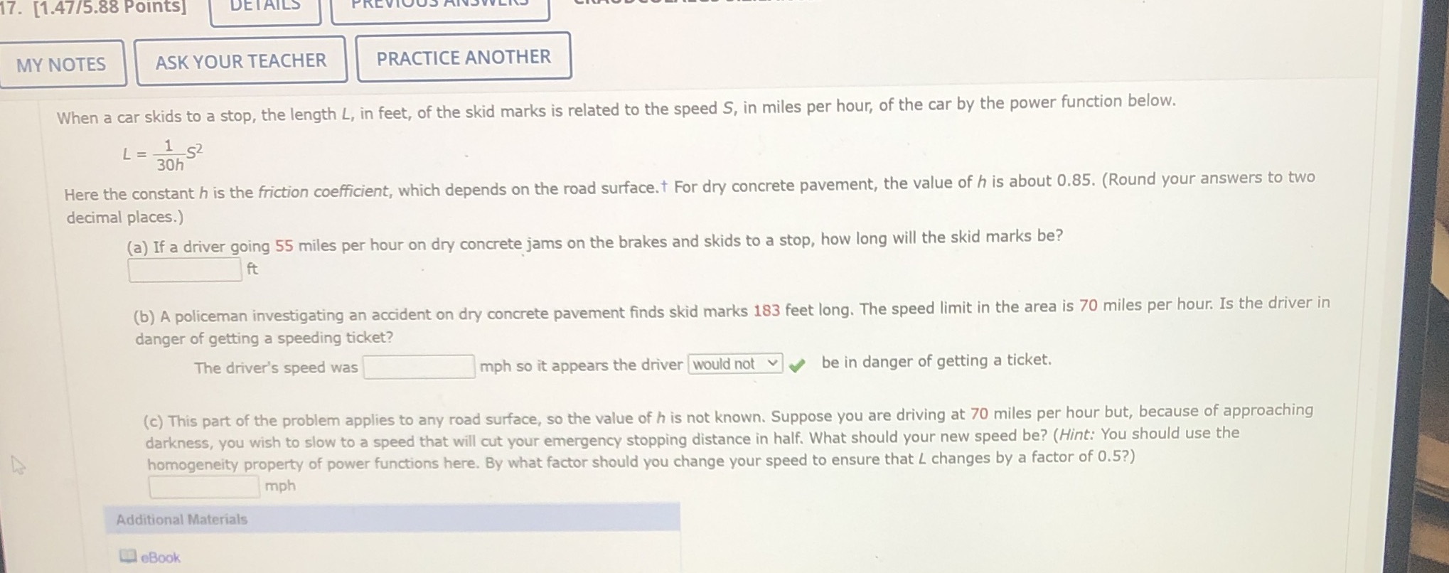 17. [1.47/5.88 Points] DETAILS MY NOTES ASK YOUR