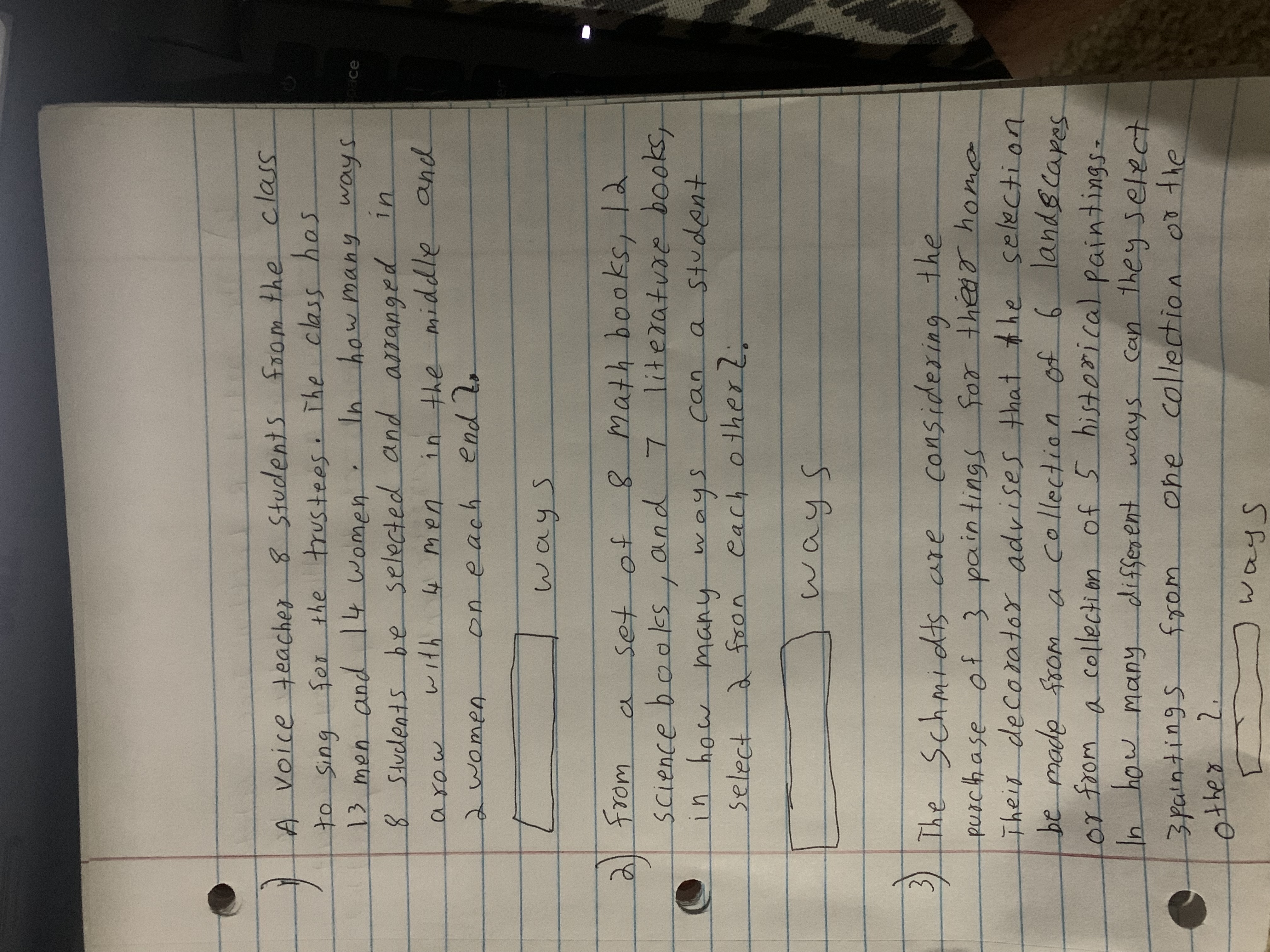 A voice teacher 8 students from the class to sing