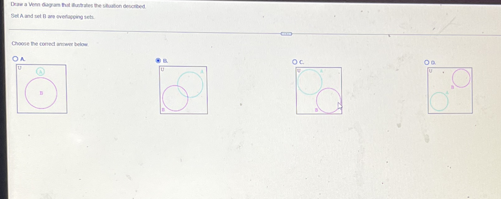 Draw a Venn diagram that illustrates the