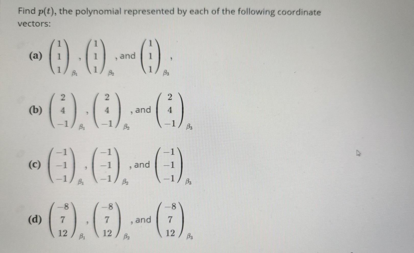 How do we solve this?? Find p(t), the polynomial