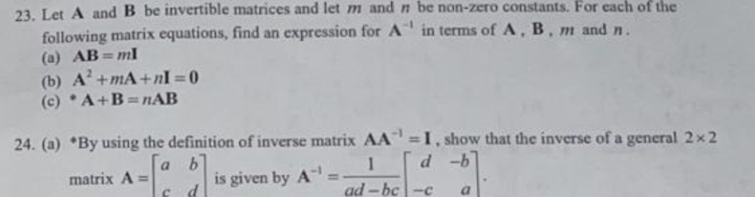 Matrices. thanks 23. Let A and B be invertible