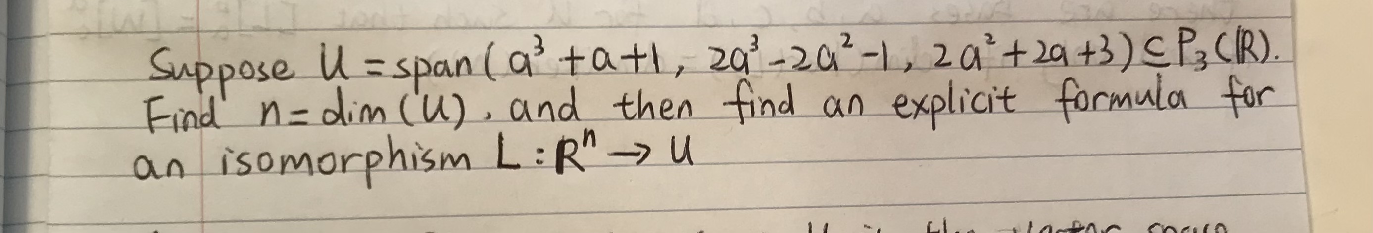 Suppose U = span ( as tatt, 20' - 292 -1,