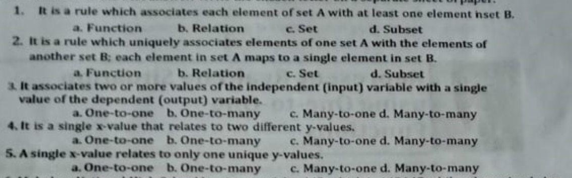 1. It is a rule which associates each element of