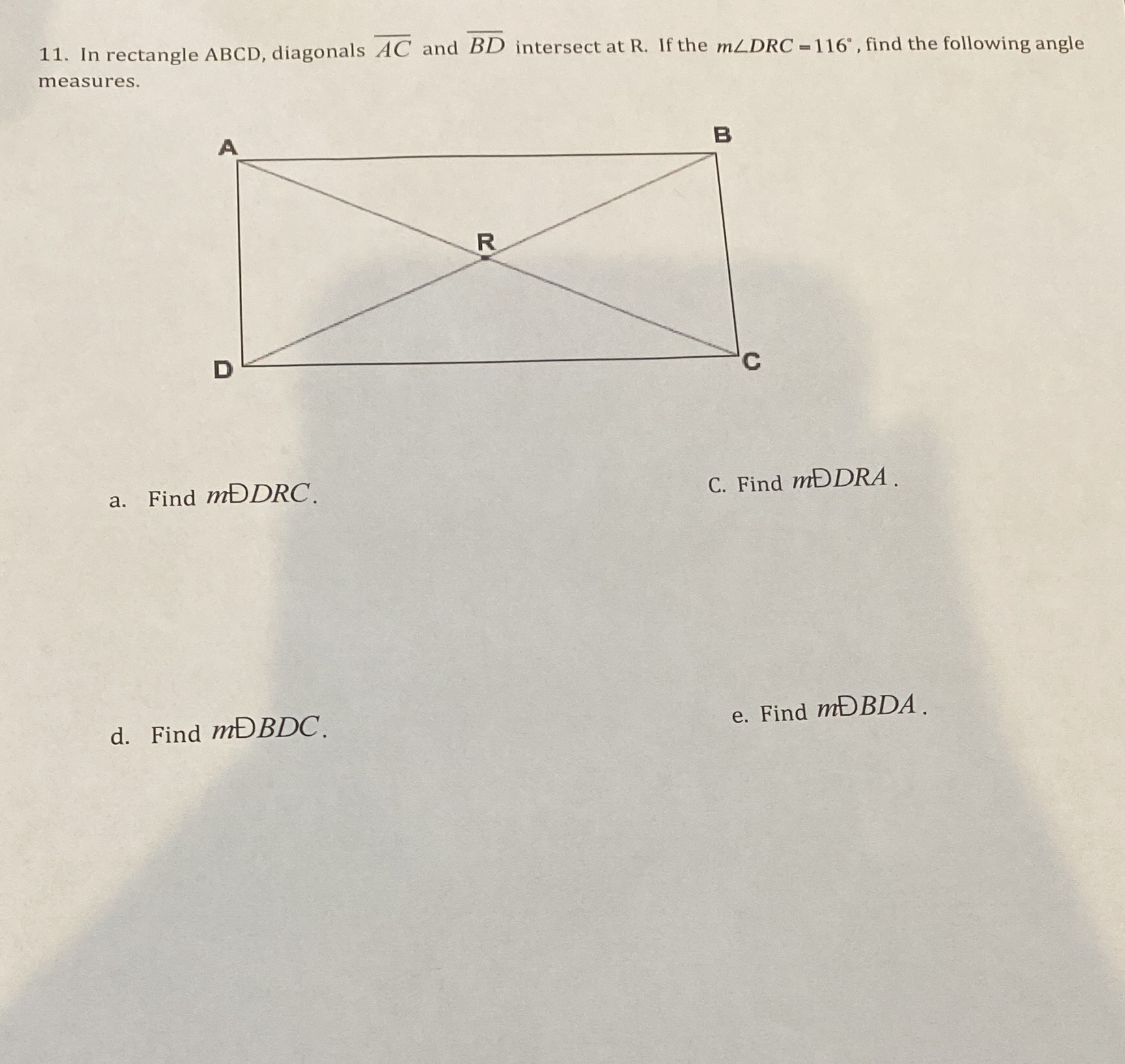 11. In rectangle ABCD, diagonals AC and overline