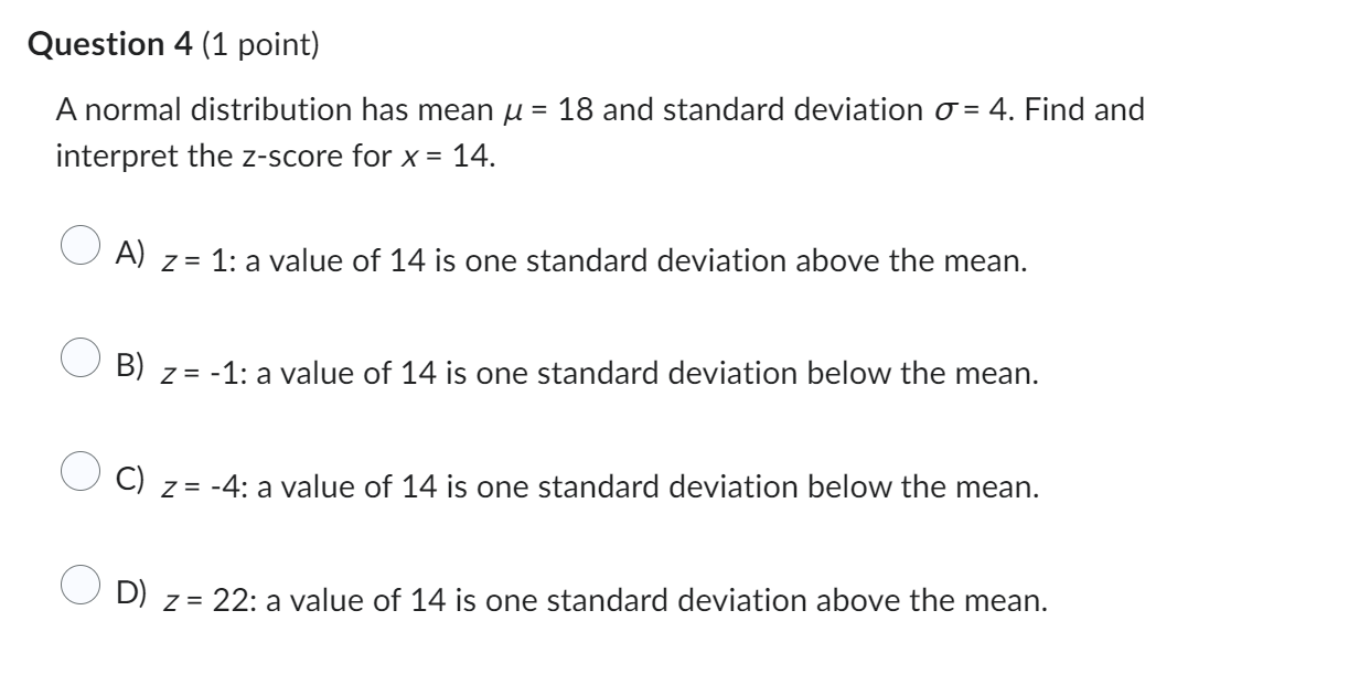 A normal distribution has mean ? = 18 and