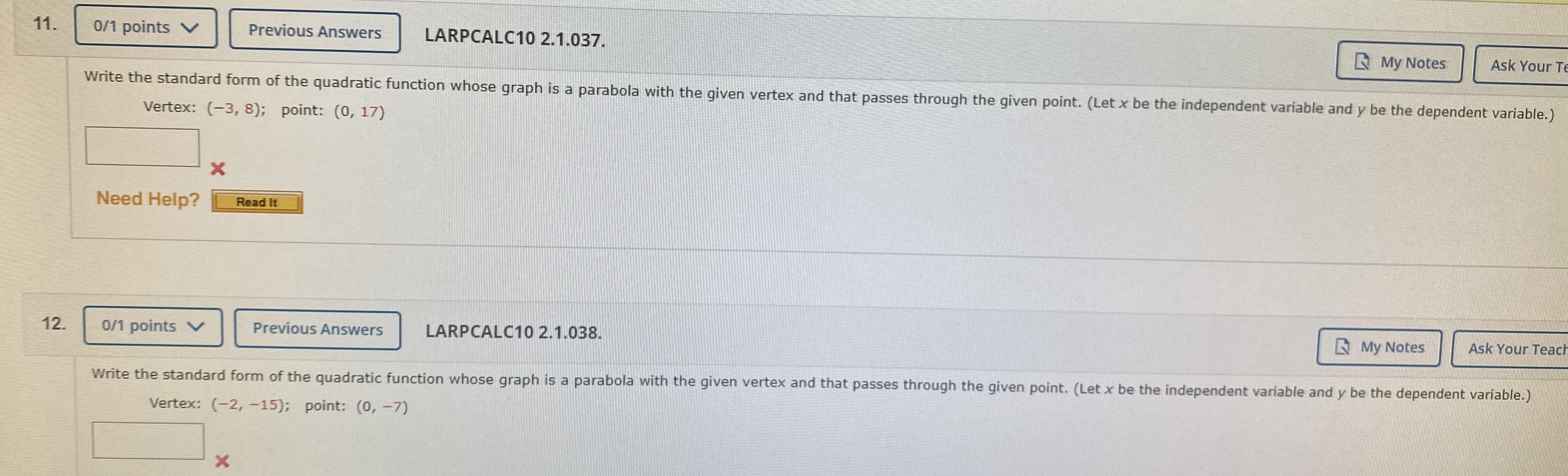 13. 1/3 points V Previous Answers LARPCALC10
