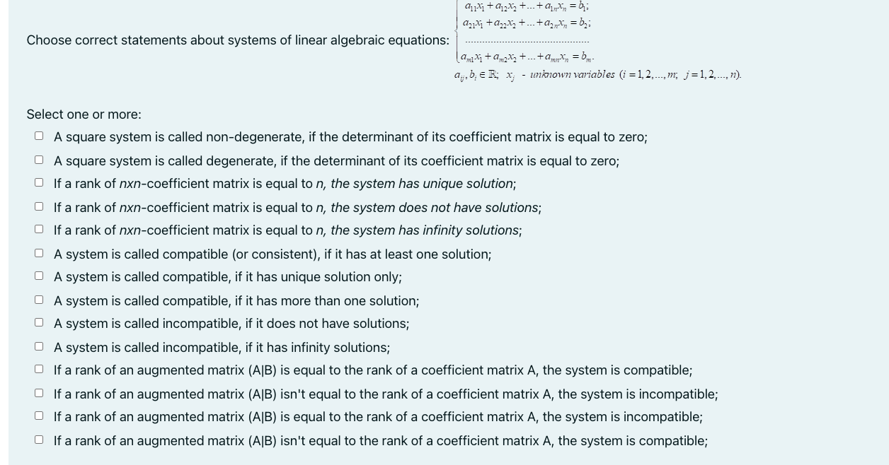 anx tank +... +ax, = by: Choose correct