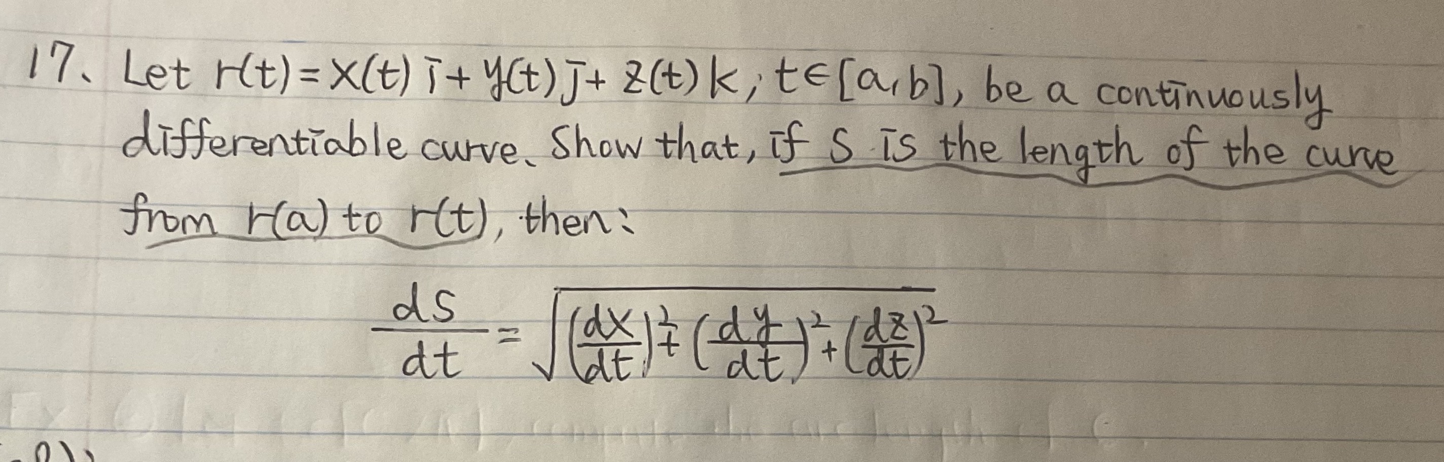 17 . Let It) = X (t) ; + yet) j+ z (t)k; te