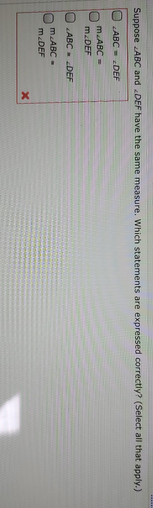 All answers that apply and why Suppose ZABC and