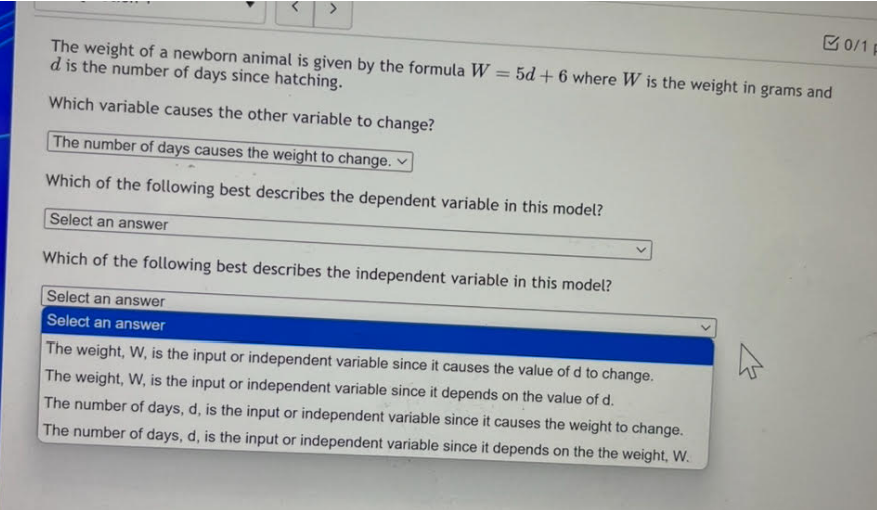 ? 0/1 The weight of a newborn animal is given by