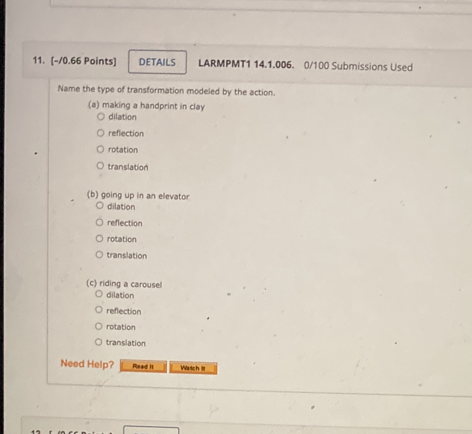11. [-/0.66 Points] DETAILS LARMPMT1 14.1.006.