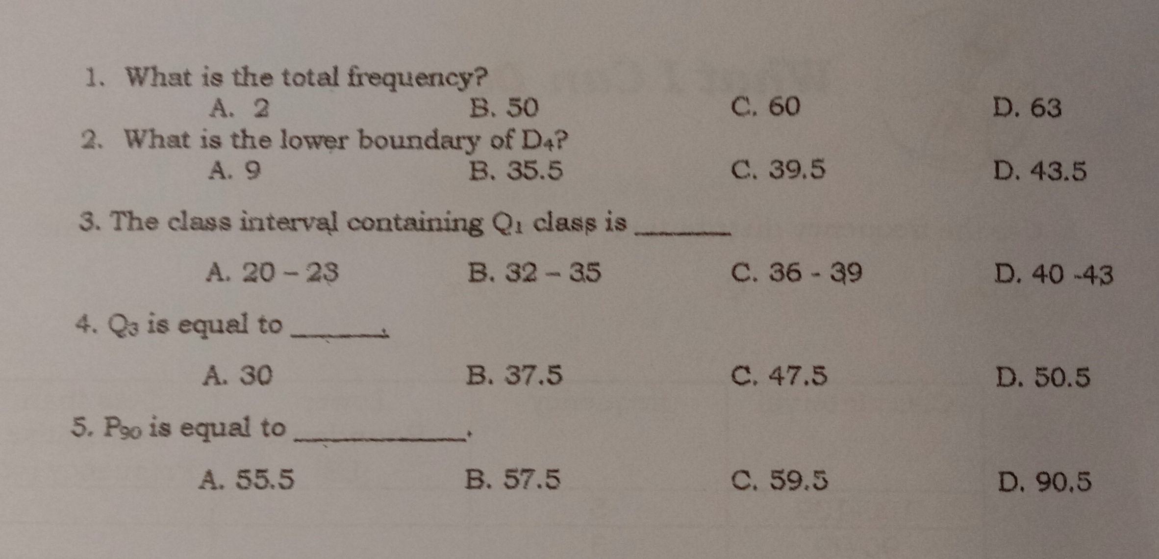 Topic/Lesson Calculating Measures of Position
