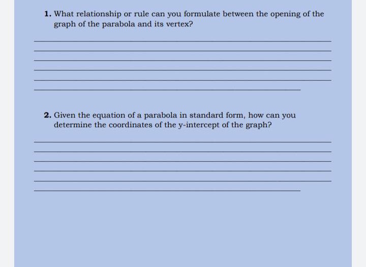 1. What relationship or rule can you formulate
