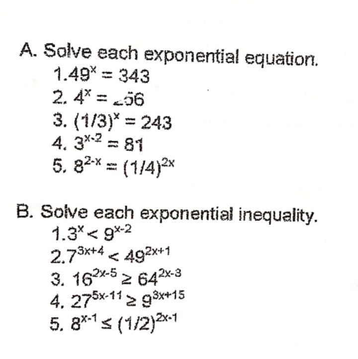 Exponential Equations and Inequalities Please