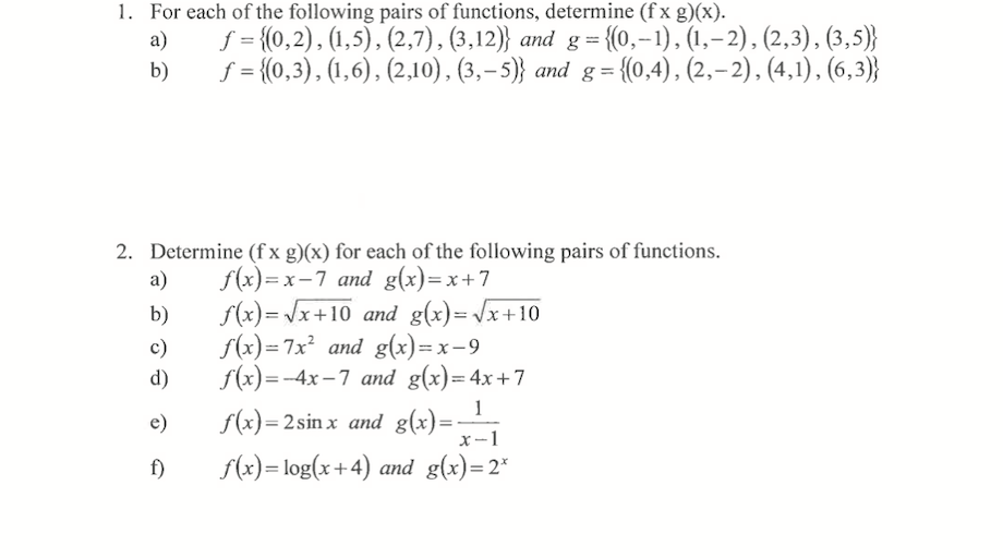 1. Let f={(4,4),(2,4),(l,3),(3,5),(4,6)}and