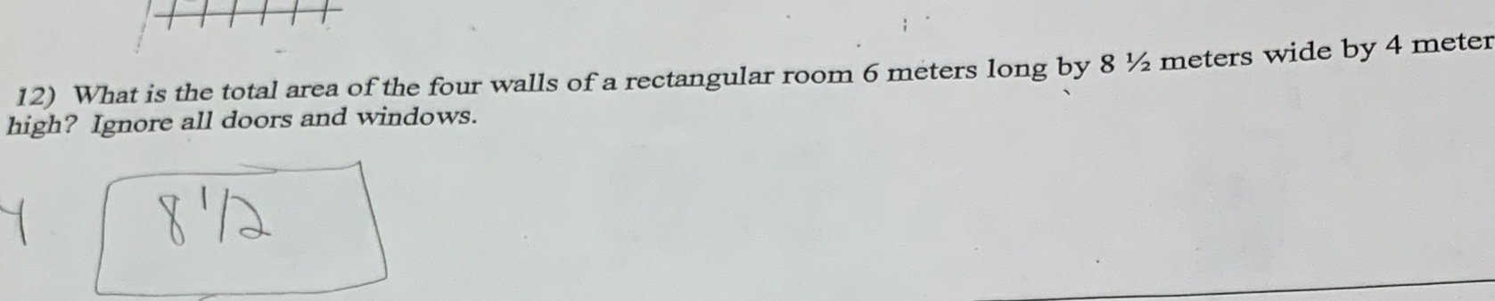 12) What is the total area of the four walls of a