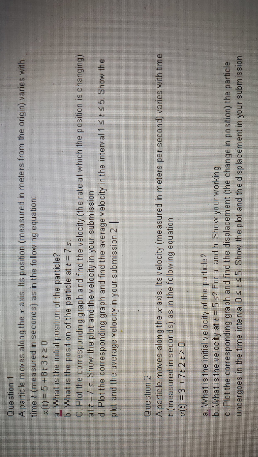 Help with the Following Question 1 A particle