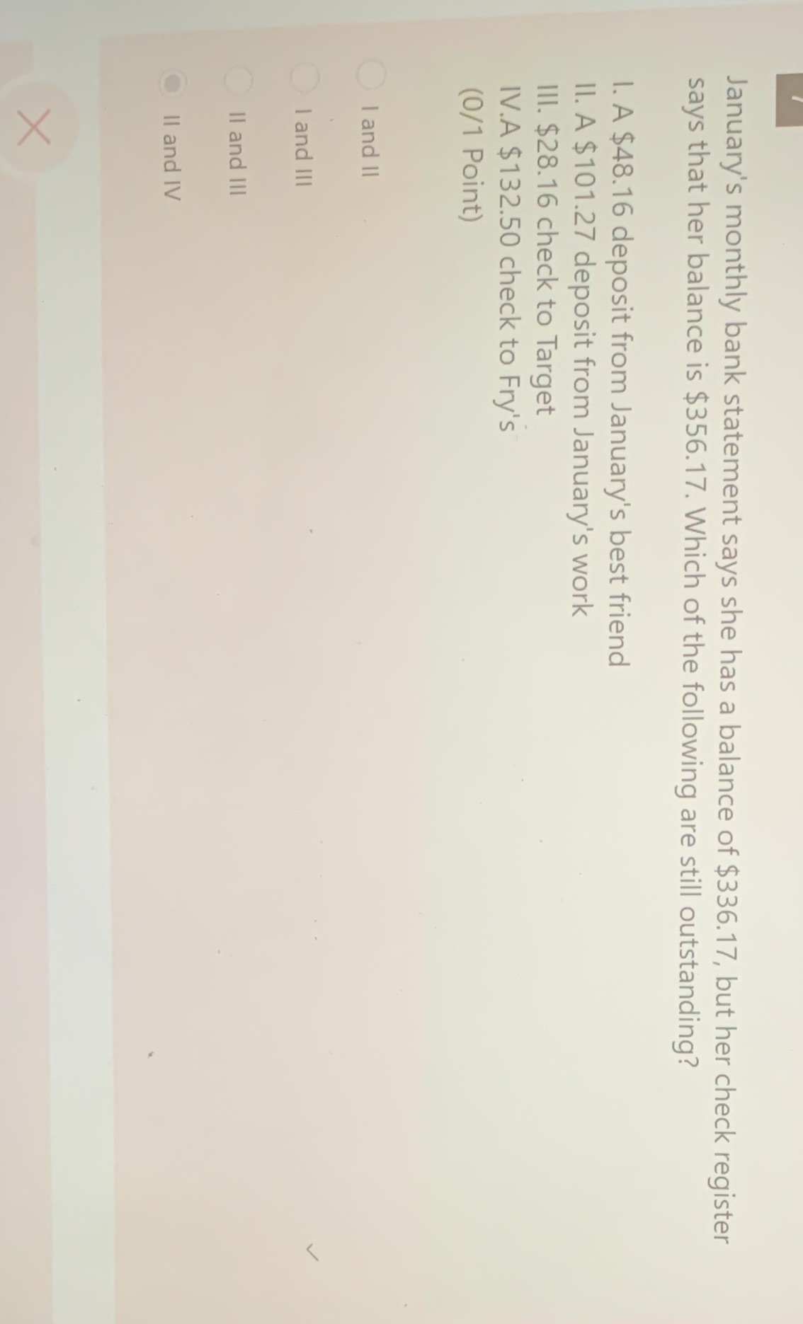 January's monthly bank statement says she