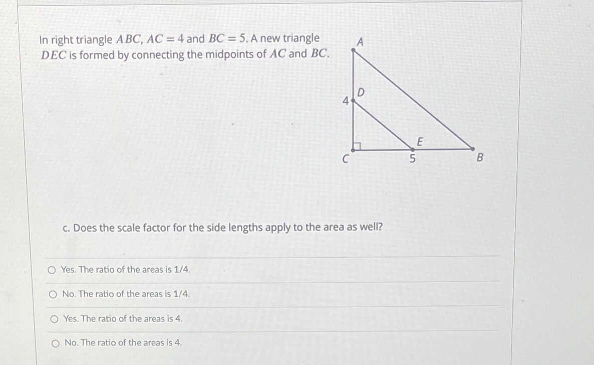 In right triangle ABC, AC = 4 and BC = 5. A new