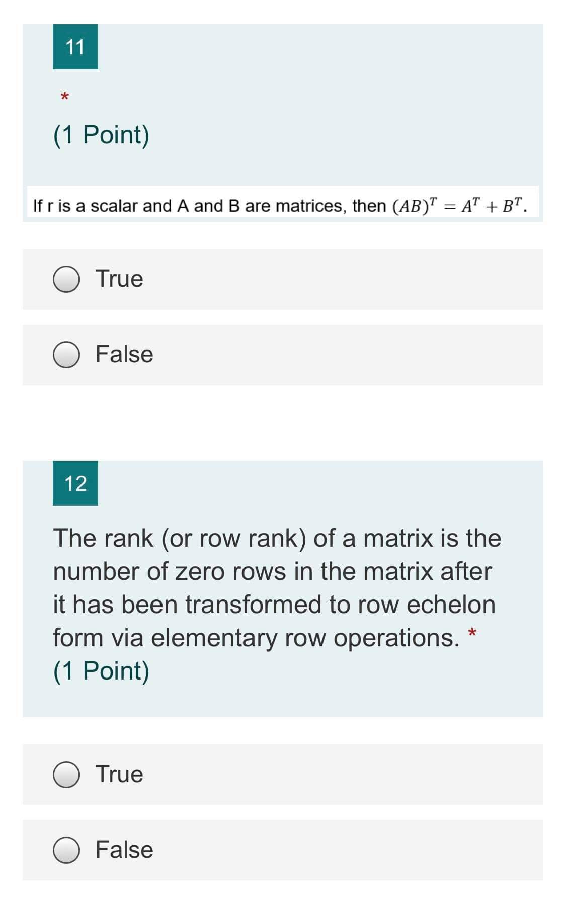 only True or False. PROVIDE necessary brief