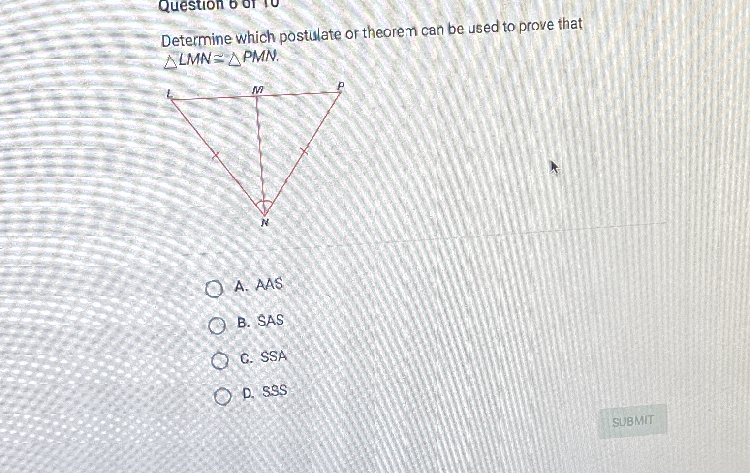 Question b of TO Determine which postulate or