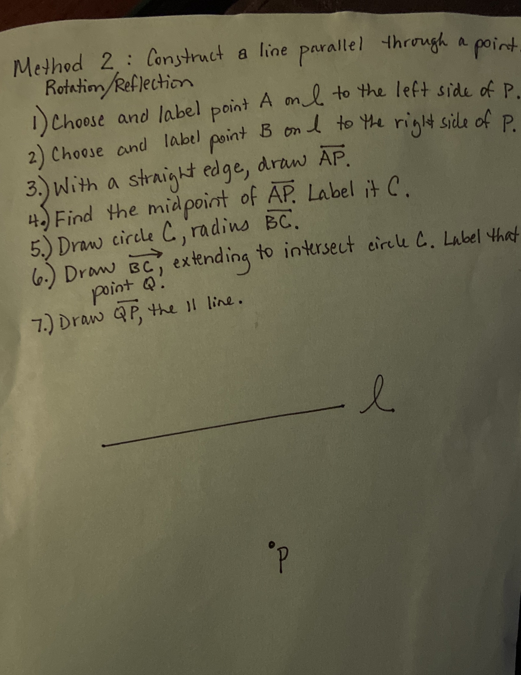 Method 2 : Construct a line parallel through a