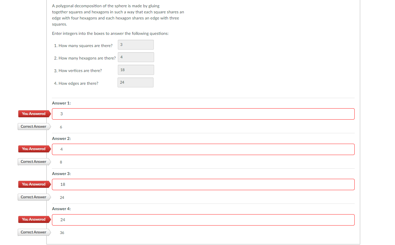 For question 1, explain the answers A polygonal