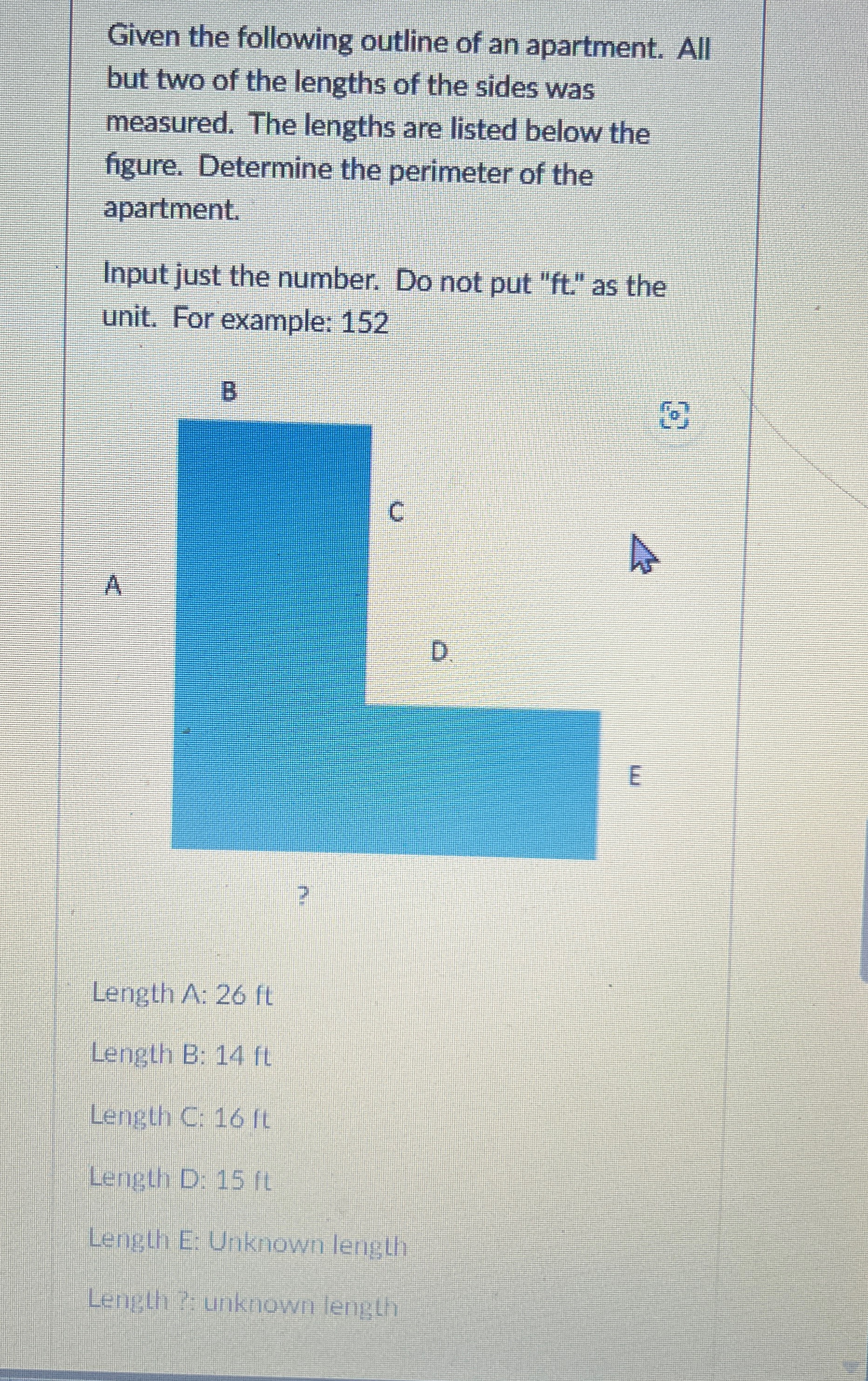 Given the following outline of an apartment. All