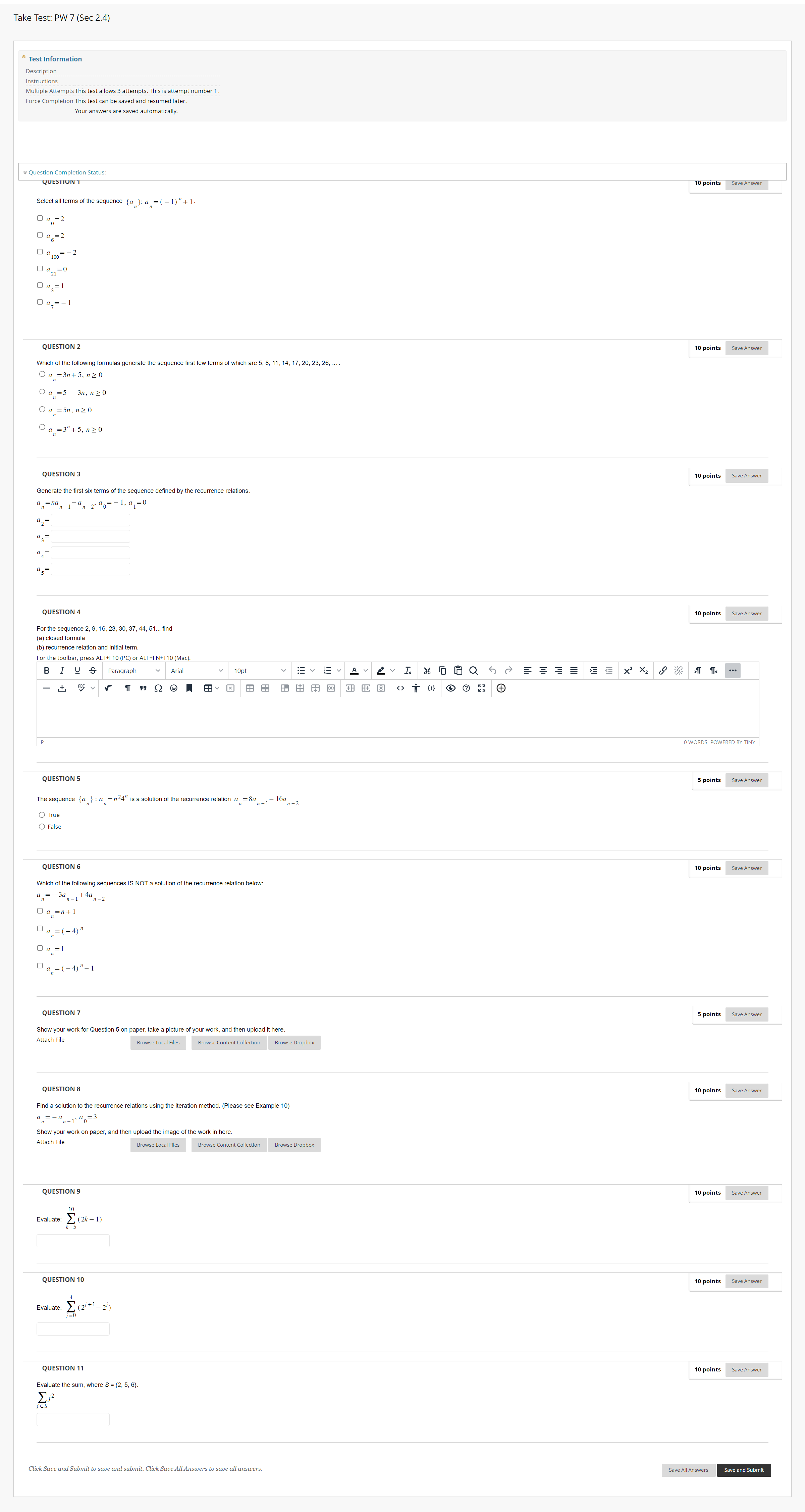 Note: Please Solve All The Problems. Take Test: