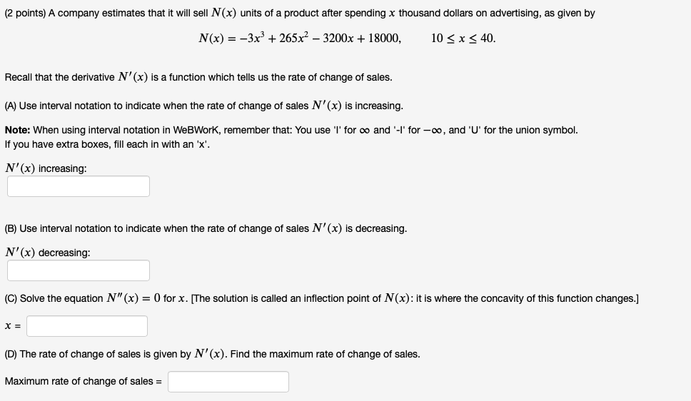 [2 points) A company estimates that It will sell