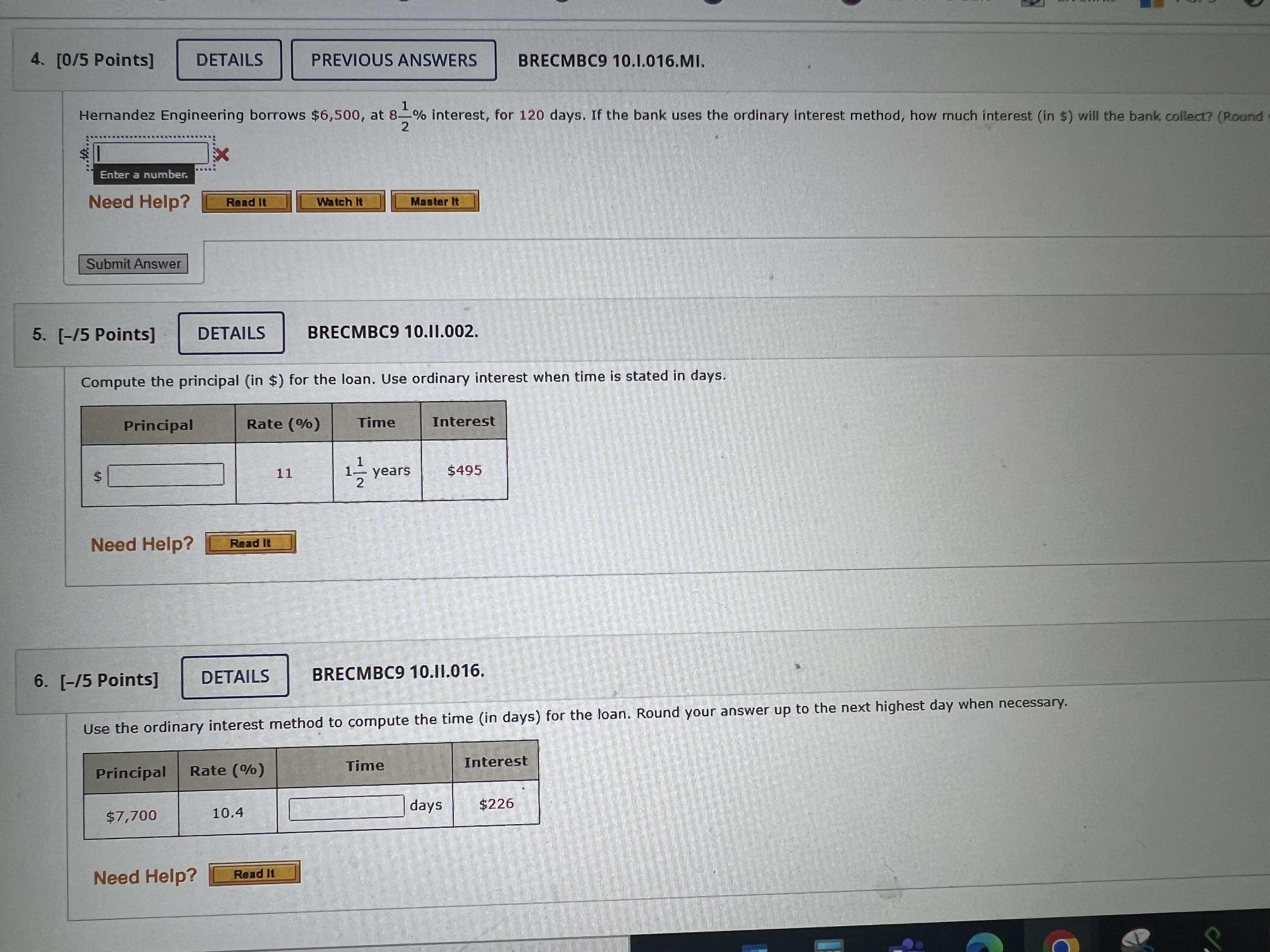 4. [0/5 Points] DETAILS PREVIOUS ANSWERS BRECMBC9