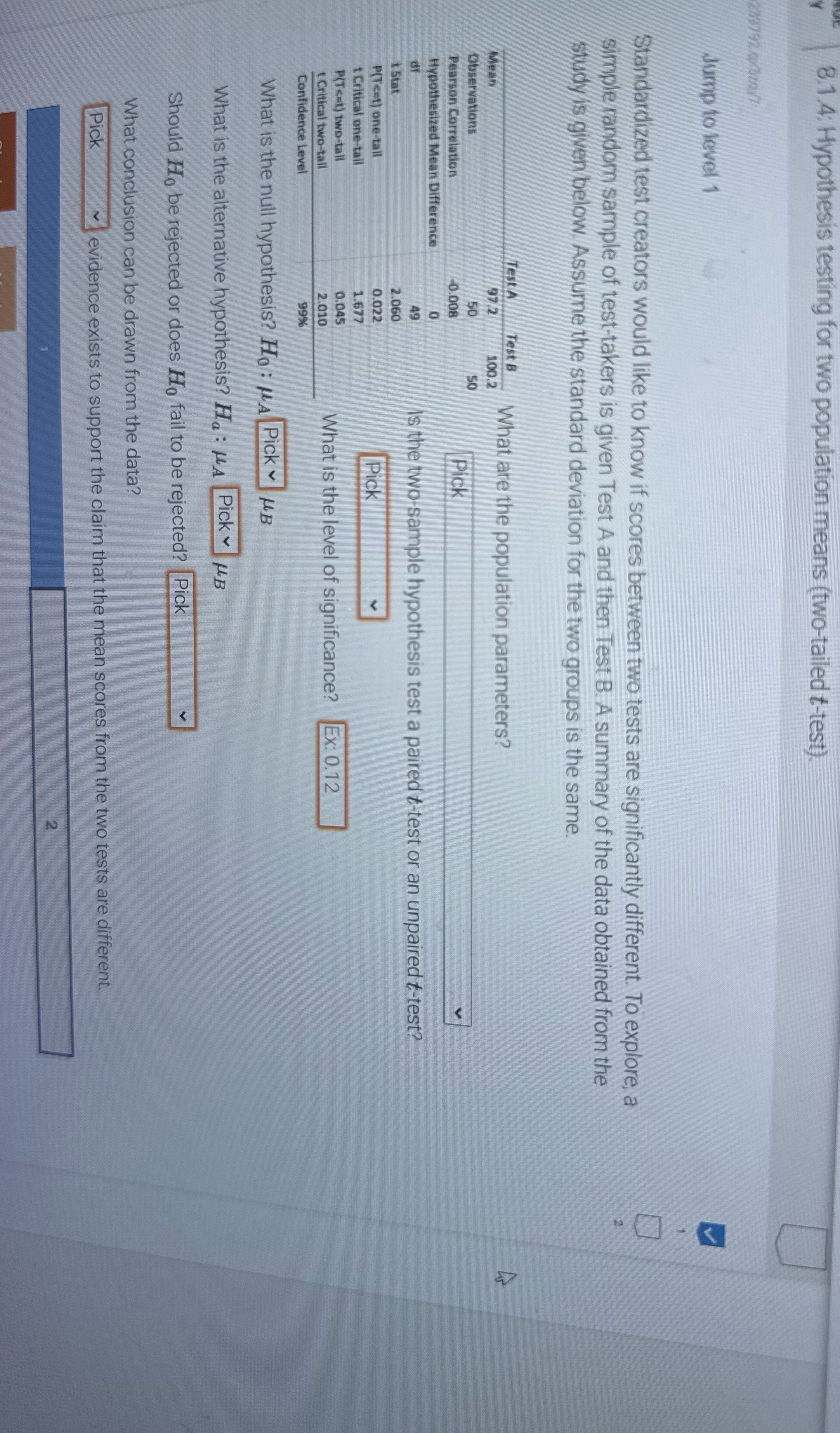 8.1.4: Hypothesis testing for two population